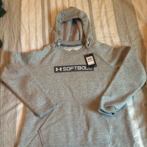 Under Armour Gray Softball hoodie with Fleece inside.